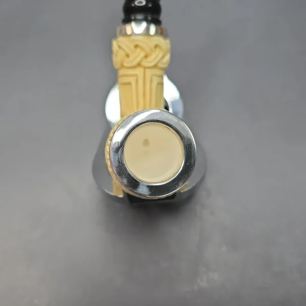 MBSD Meerschaum Silver Floral Billiard Reverse Calabash Block Meerschaum Pipe, New - Image 7