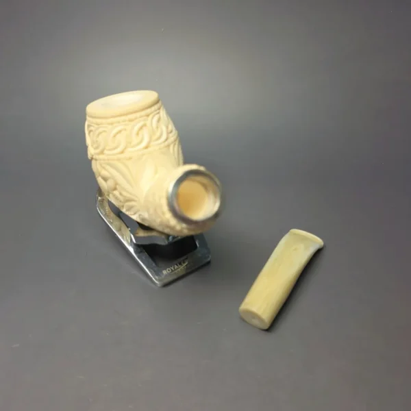 MBSD Meerschaum Silver Eagle Carved Brandy Reverse Calabash Block Meerschaum Pipe, New - Image 12