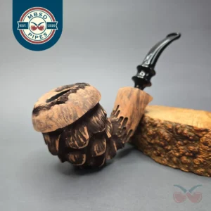 Nording Spruce Matte Partially Rusticated Freehand Estate Briar Pipe, Unsmoked