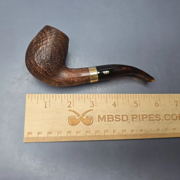 Chacom Churchill 851 Sandblasted Brandy w/ Brass Estate Briar Pipe, Unsmoked - Image 12