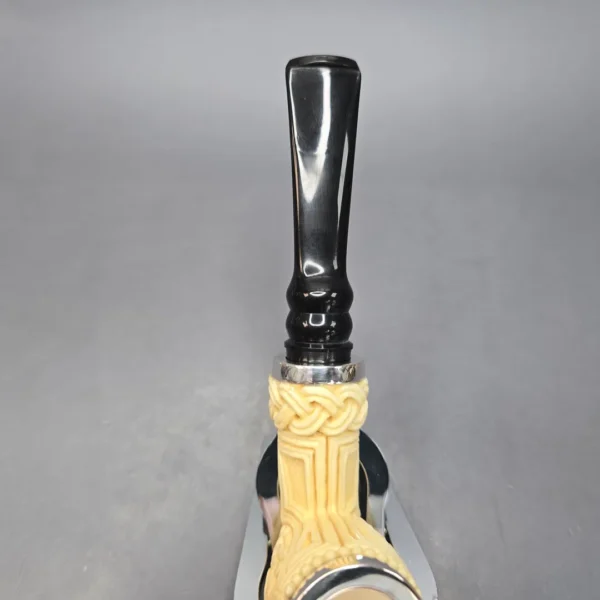 MBSD Meerschaum Silver Floral Billiard Reverse Calabash Block Meerschaum Pipe, New - Image 8