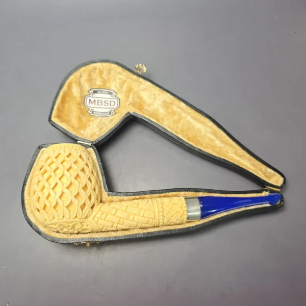 MBSD Meerschaum Silver XXL Lattice Brandy Block Meerschaum Pipe, New - Image 9