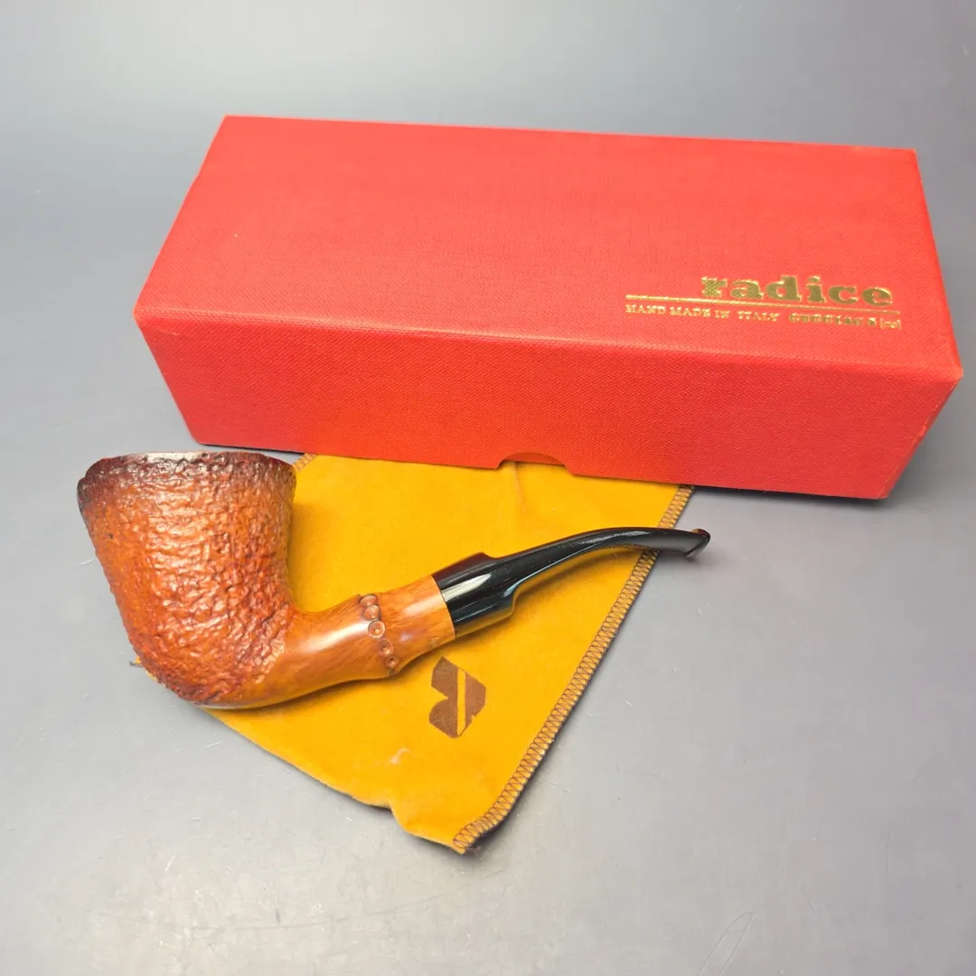 Radice Rind G Rusticated Dublin w/ Faux Bamboo Estate Briar Pipe, Italian Estates - Image 2