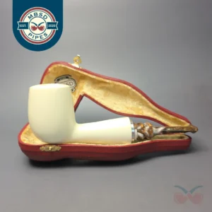 MBSD Meerschaum Silver XXL Smooth Billiard Reverse Calabash Block Meerschaum Pipe, New