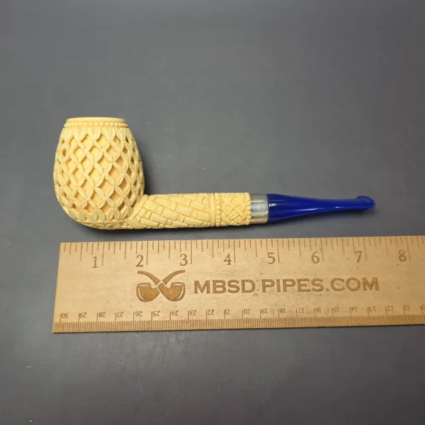 MBSD Meerschaum Silver XXL Lattice Brandy Block Meerschaum Pipe, New - Image 10