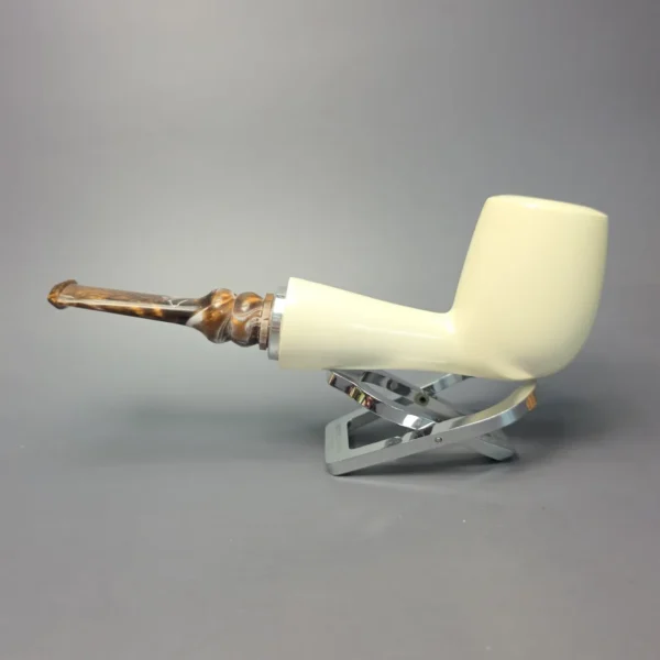 MBSD Meerschaum Silver XXL Smooth Billiard Reverse Calabash Block Meerschaum Pipe, New - Image 5