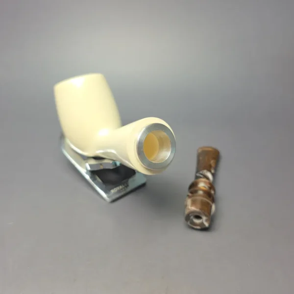 MBSD Meerschaum Silver XXL Smooth Billiard Reverse Calabash Block Meerschaum Pipe, New - Image 9