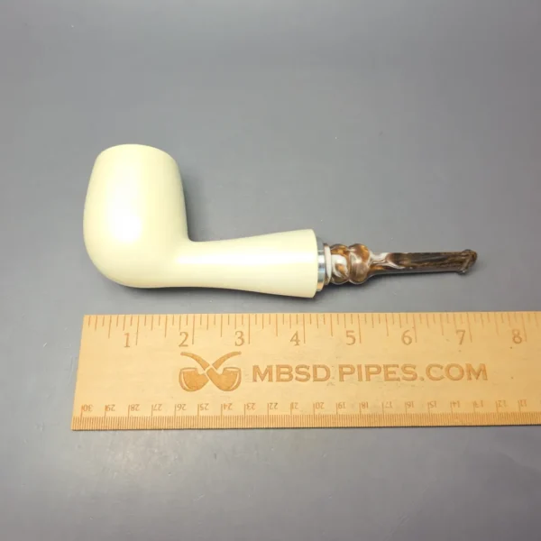 MBSD Meerschaum Silver XXL Smooth Billiard Reverse Calabash Block Meerschaum Pipe, New - Image 10