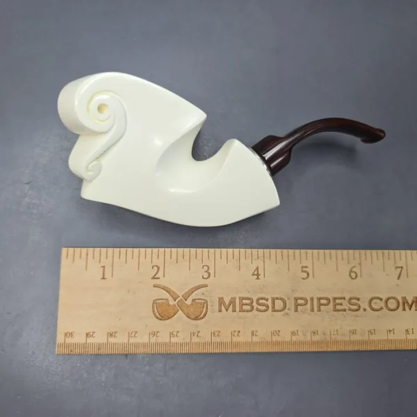 MBSD Meerschaum Silver Smooth Sculptural Sitter Reverse Calabash Block Meerschaum Pipe, New - Image 12