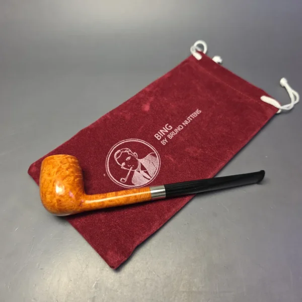 Bruno Nuttens Mini Bing B3 Smooth Billiard w/ Aluminum Briar Pipe, New - Image 12