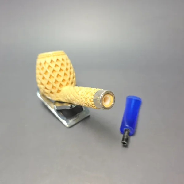 MBSD Meerschaum Silver XXL Lattice Brandy Block Meerschaum Pipe, New - Image 12