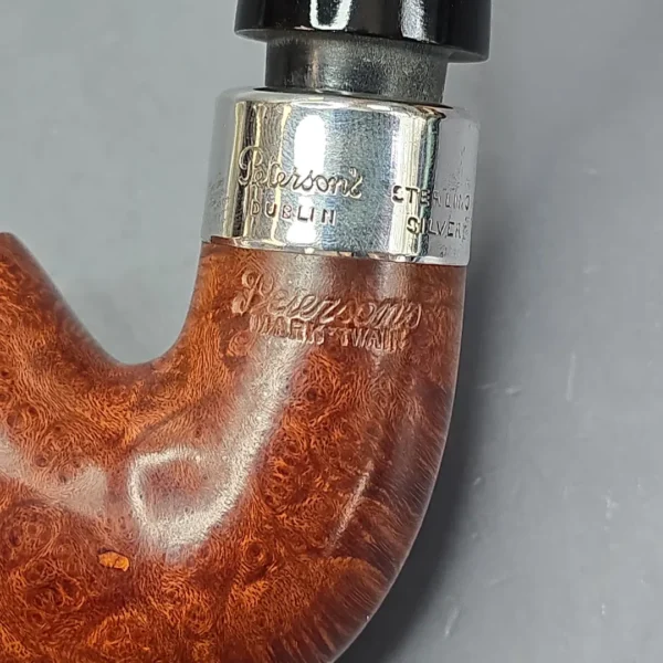 Peterson 1987 Mark Twain Smooth Bent Billiard w/ Silver Estate Briar Pipe, Irish Estates - Image 10