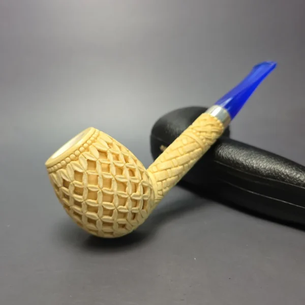 MBSD Meerschaum Silver XXL Lattice Brandy Block Meerschaum Pipe, New - Image 13