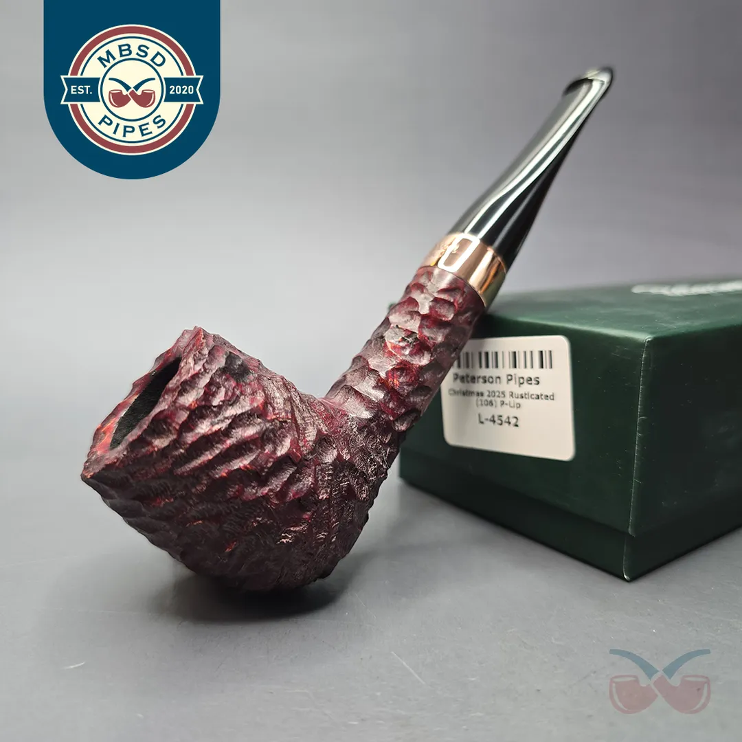 Peterson 2025 Christmas Pipe 106 Rusticated Billiard Estate Briar Pipe, Unsmoked
