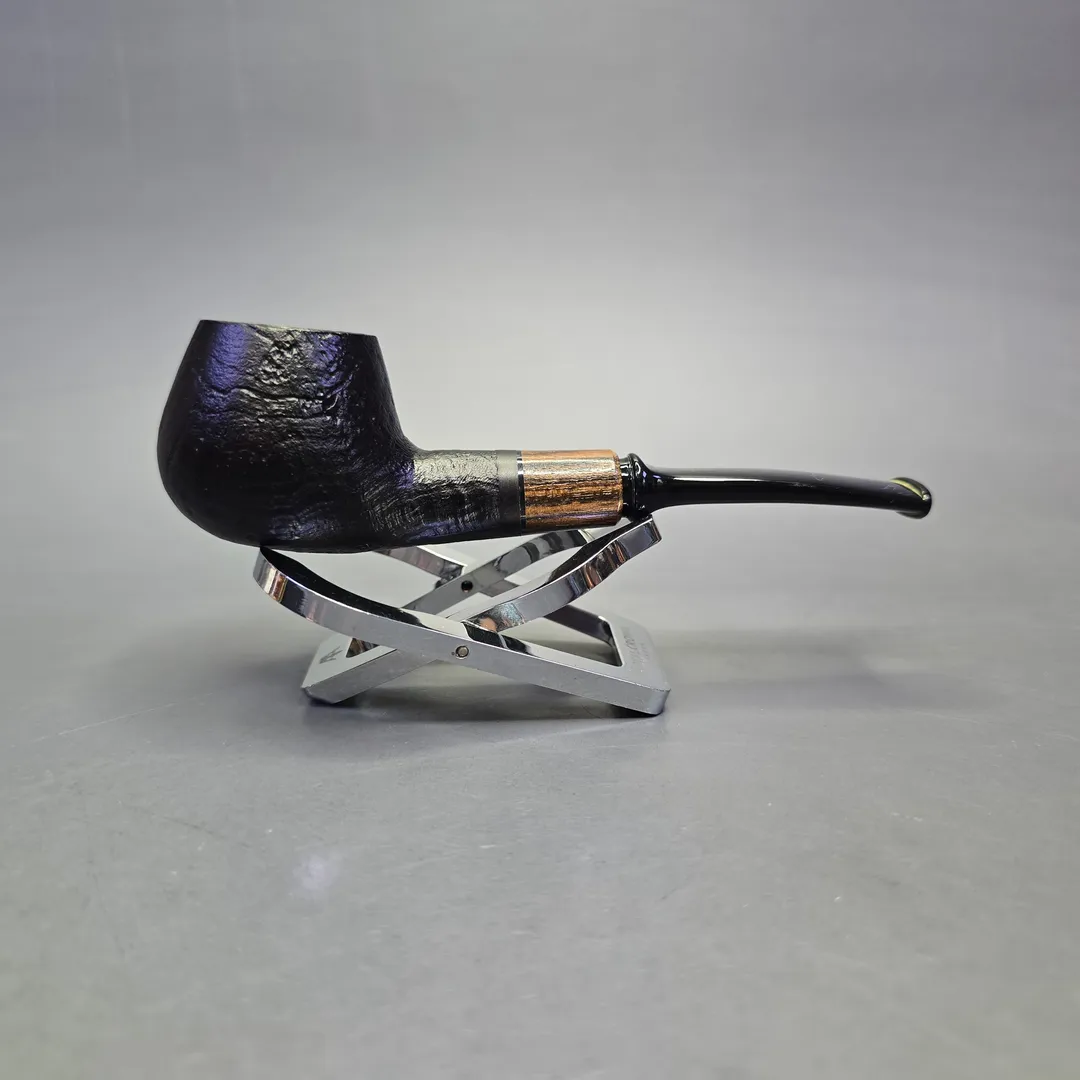 MBSD Briars by Piero Vitale Black Sandblasted Author w/ Zebrawood, Briar Pipe, New - Image 2