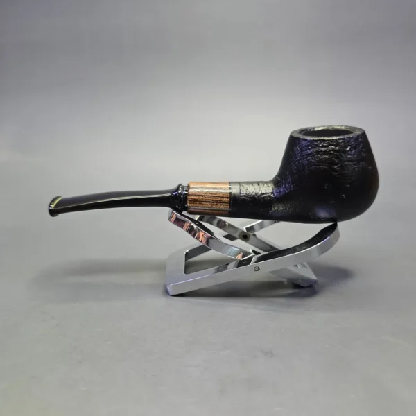 MBSD Briars by Piero Vitale Black Sandblasted Author w/ Zebrawood, Briar Pipe, New - Image 4