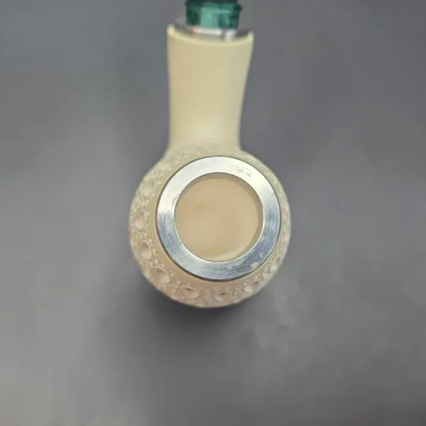 MBSD Meerschaum Nickel Mounted Lattice Egg Reverse Calabash Block Meerschaum Pipe, New - Image 7