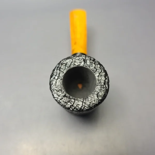 Moonshine MS06 Black Sandblasted Stoker w/ Yellow Stem Briar Pipe, New - Image 7