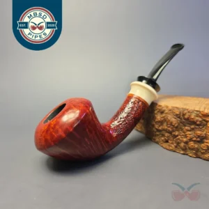 Sebastian Heck Partially Sandblasted Rhodesian w/ Ivorite Handmade Briar Pipe, New