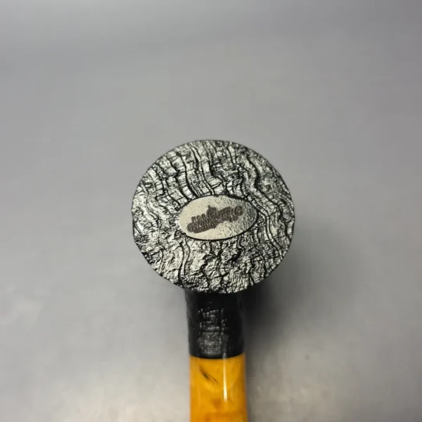 Moonshine MS06 Black Sandblasted Stoker w/ Yellow Stem Briar Pipe, New - Image 8