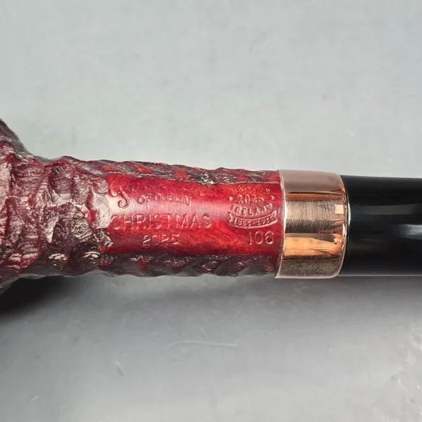 Peterson 2025 Christmas Pipe 106 Rusticated Billiard Estate Briar Pipe, Unsmoked - Image 10