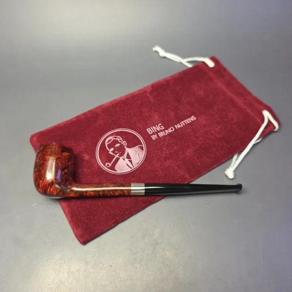 Bruno Nuttens Mini Bing B3 Smooth Billiard w/ Aluminum Briar Pipe, New - Image 3