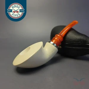MBSD Meerschaum Masters (by Cemik) Silver Mounted Squat Dublin Reverse Calabash Block Meerschaum Pipe, New