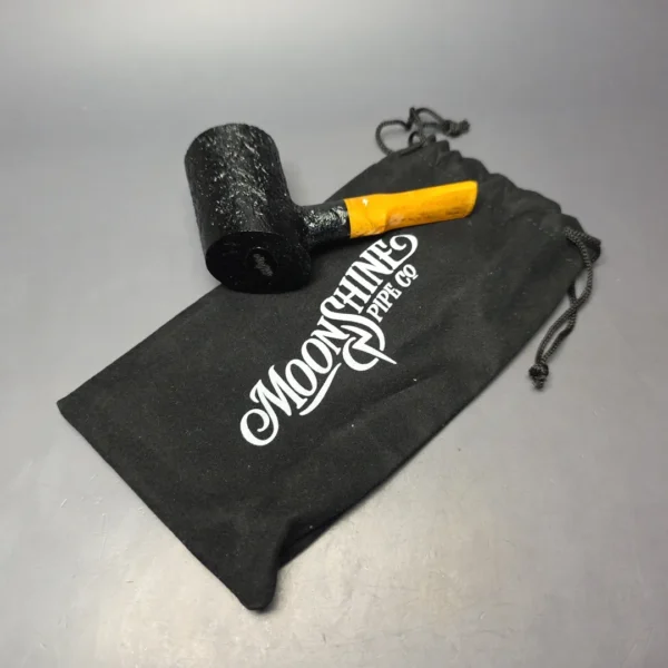 Moonshine MS06 Black Sandblasted Stoker w/ Yellow Stem Briar Pipe, New - Image 12