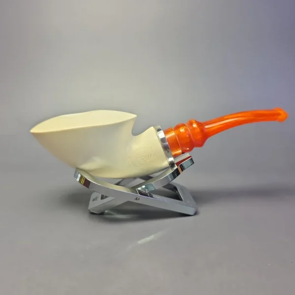 MBSD Meerschaum Masters (by Cemik) Silver Mounted Squat Dublin Reverse Calabash Block Meerschaum Pipe, New - Image 3