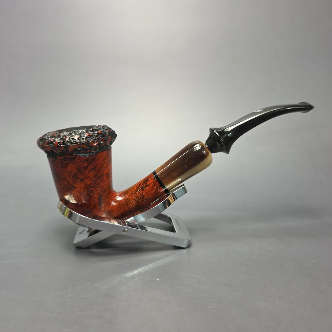 Butz Choquin Maitre Pipier JR Partially Rusticated Calabash w/ Horn Estate Briar Pipe, French Estates - Image 2