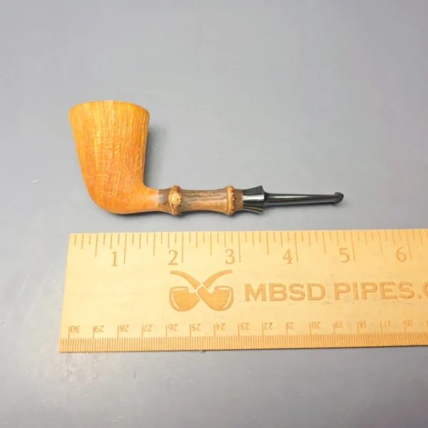 Emiliano Partially Sandblasted Dublin w/ Black Bamboo & Jupati Handmade Briar Pipe, New - Image 11