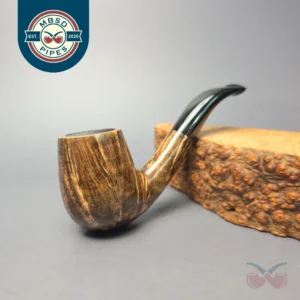 BriarWorks Limited Small Batch Dark Smooth Billiard w/ Black Stem Briar Pipe, New