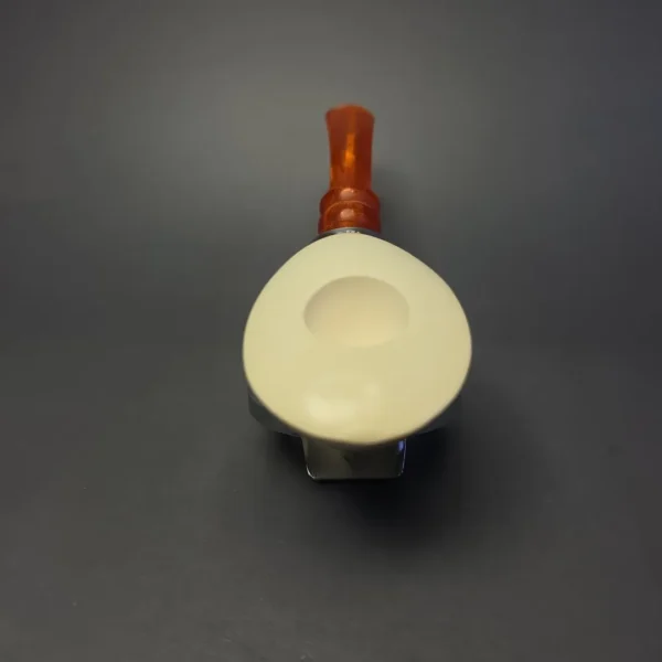 MBSD Meerschaum Masters (by Cemik) Silver Mounted Squat Dublin Reverse Calabash Block Meerschaum Pipe, New - Image 4