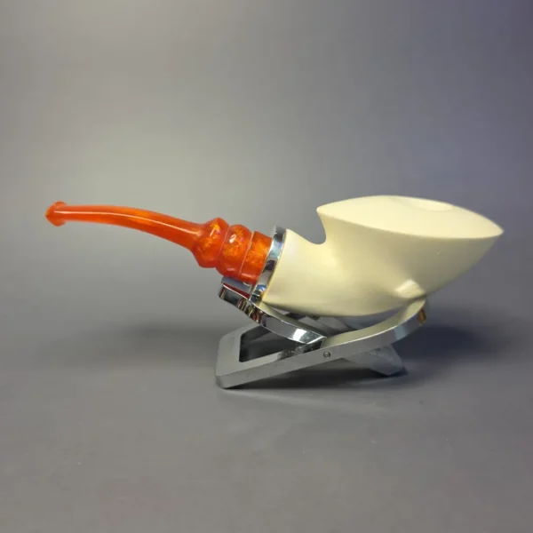 MBSD Meerschaum Masters (by Cemik) Silver Mounted Squat Dublin Reverse Calabash Block Meerschaum Pipe, New - Image 5
