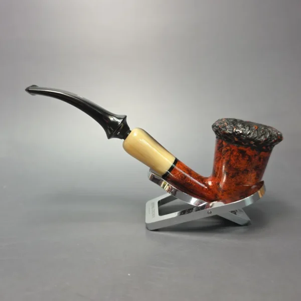 Butz Choquin Maitre Pipier JR Partially Rusticated Calabash w/ Horn Estate Briar Pipe, French Estates - Image 4