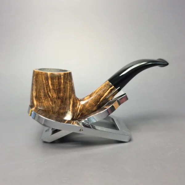 BriarWorks Limited Small Batch Dark Smooth Billiard w/ Black Stem Briar Pipe, New - Image 3
