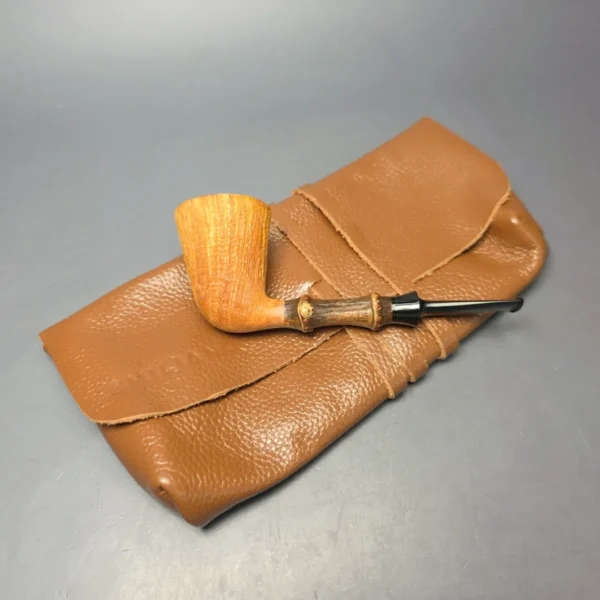 Emiliano Partially Sandblasted Dublin w/ Black Bamboo & Jupati Handmade Briar Pipe, New - Image 14