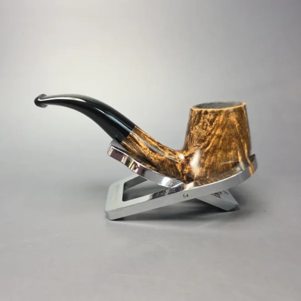 BriarWorks Limited Small Batch Dark Smooth Billiard w/ Black Stem Briar Pipe, New - Image 5