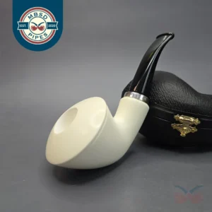 MBSD Meerschaum Silver Smooth Dublin Reverse Calabash Block Meerschaum Pipe, New