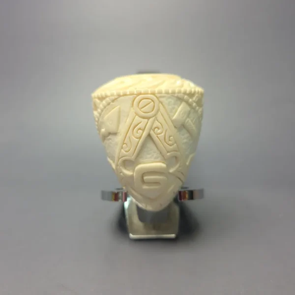 MBSD Meerschaum Silver Masonic & Guilloche Dublin Reverse Calabash Block Meerschaum Pipe, New - Image 4