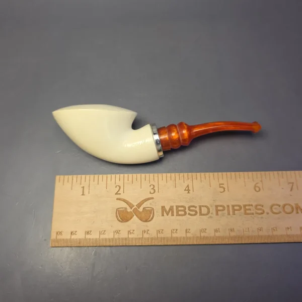 MBSD Meerschaum Masters (by Cemik) Silver Mounted Squat Dublin Reverse Calabash Block Meerschaum Pipe, New - Image 9