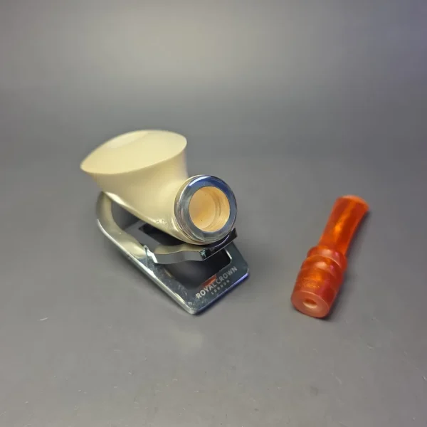MBSD Meerschaum Masters (by Cemik) Silver Mounted Squat Dublin Reverse Calabash Block Meerschaum Pipe, New - Image 11