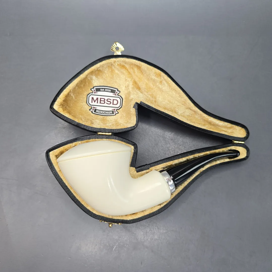 MBSD Meerschaum Silver Smooth Dublin Reverse Calabash Block Meerschaum Pipe, New - Image 2