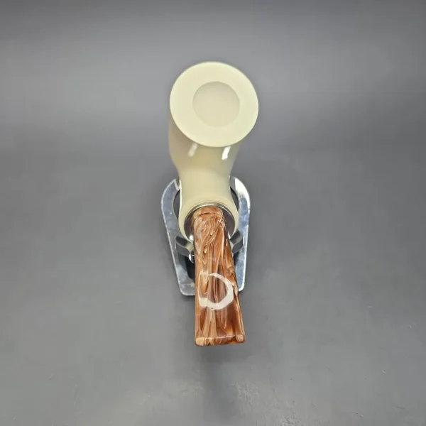 MBSD Meerschaum Silver Smooth Stack Reverse Calabash Block Meerschaum Pipe, New - Image 5