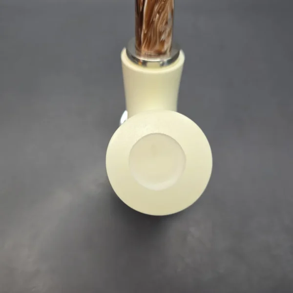 MBSD Meerschaum Silver Smooth Stack Reverse Calabash Block Meerschaum Pipe, New - Image 6