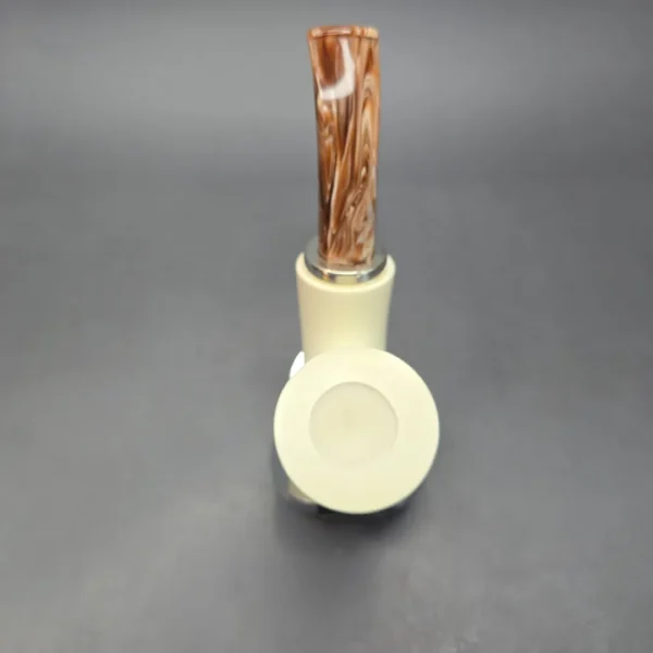 MBSD Meerschaum Silver Smooth Stack Reverse Calabash Block Meerschaum Pipe, New - Image 8