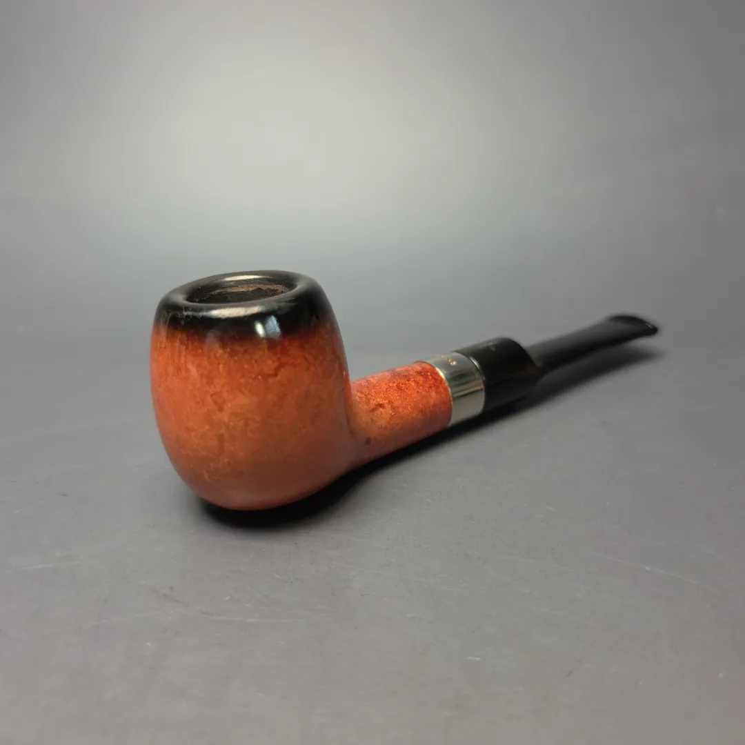 Barling Fumed Apple w/ Silver African Block Meerschaum Estate Pipe, English Estates - Image 2