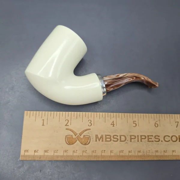MBSD Meerschaum Silver Smooth Stack Reverse Calabash Block Meerschaum Pipe, New - Image 10