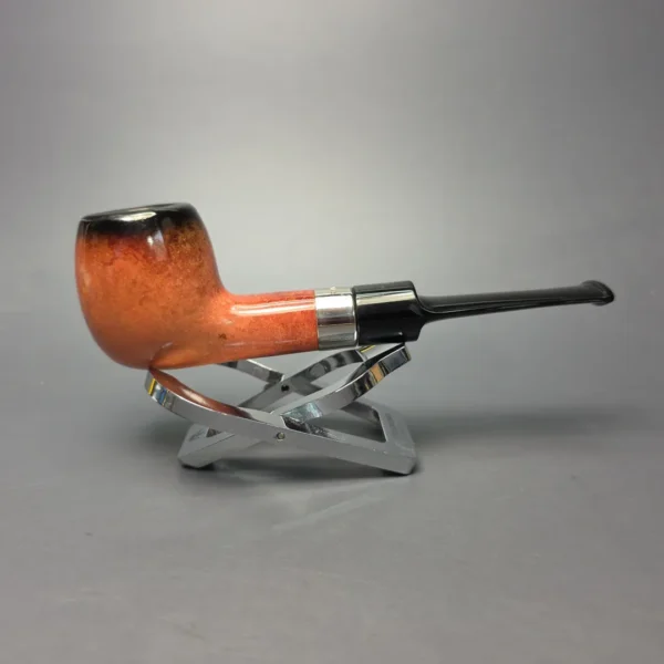 Barling Fumed Apple w/ Silver African Block Meerschaum Estate Pipe, English Estates - Image 3
