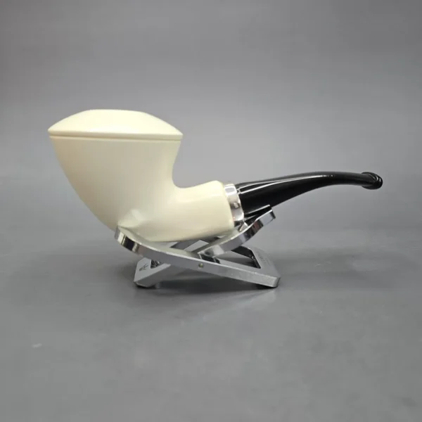 MBSD Meerschaum Silver Smooth Dublin Reverse Calabash Block Meerschaum Pipe, New - Image 3